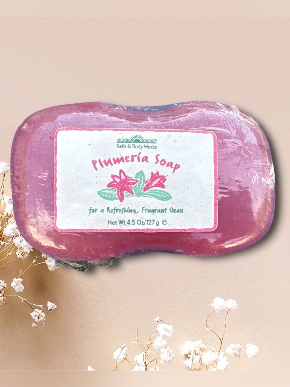 Bath & Body Works VINTAGE Plumeria Glycerin Soap Late 90s-Early 2000s 4.5 OZ